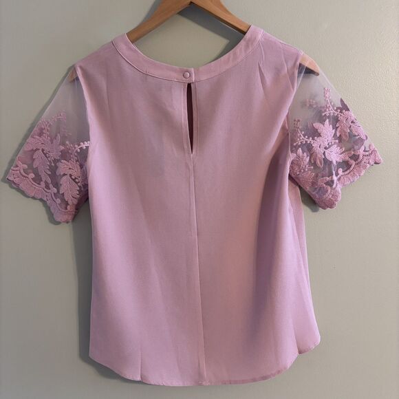 NWT Lulus Lisa Marie Pink Embroidered Top S Lace Crochet Valentines Cottage Boho - Picture 3 of 9